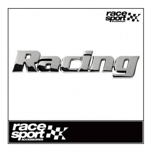 Emblema " racing " cromado. 25x150 mm.