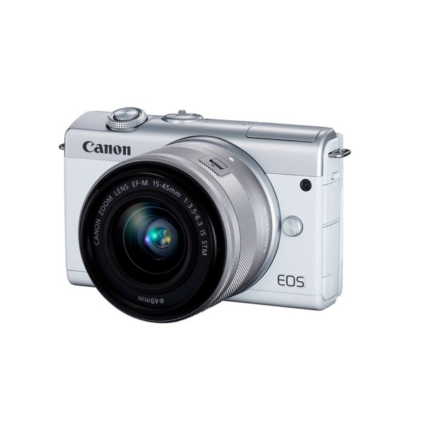 Canon eos m200 blanca/cámara compacta 24.1mp + vídeo 4k/wi-fi/bluetooth/objetivo m15-45s
