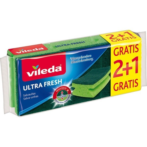 Vileda esponja Salvauñas Ultra Fresh 2+1 unidades GRATIS